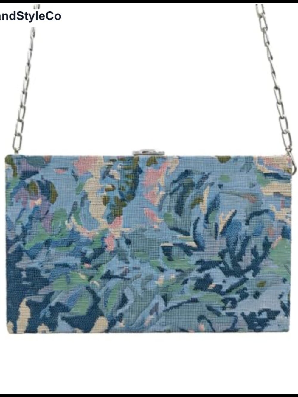 Embroidered Floral Tapestry Clutch with Detachable Chain Strap